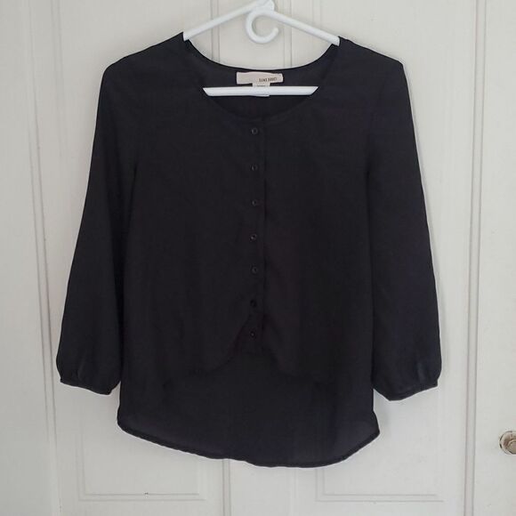Sans Souci Black High Low Semi Sheer Top - Picture 1 of 6
